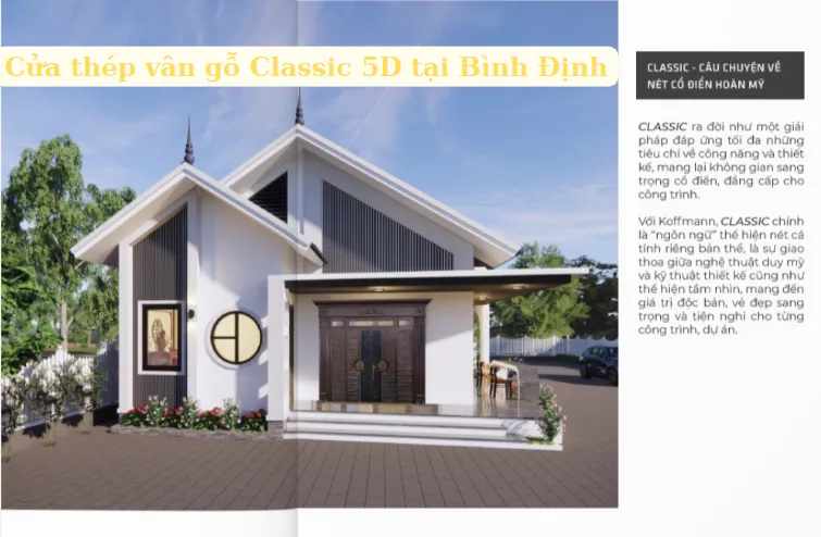 Cửa thép vân gỗ Classic 5D tại Bình Định